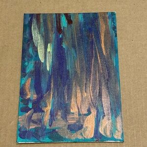 acrylic paintings original by artist 5x7 Canvas Board Deco Abstract Smile Joke